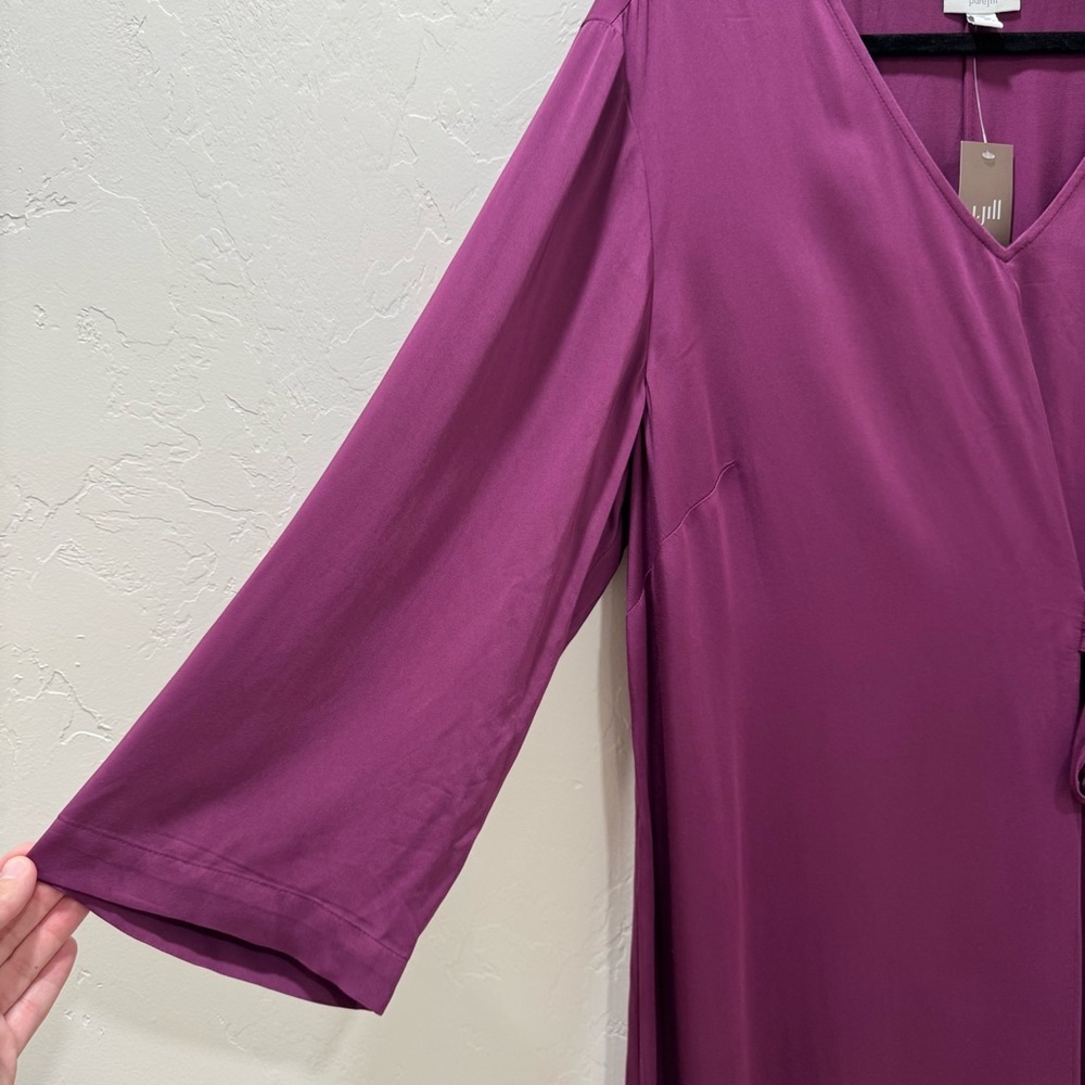NWT J. Jill Pure Jill Women's XL Purple Wildberry Faux Wrap A-Line Midi Dress - Picture 7 of 16